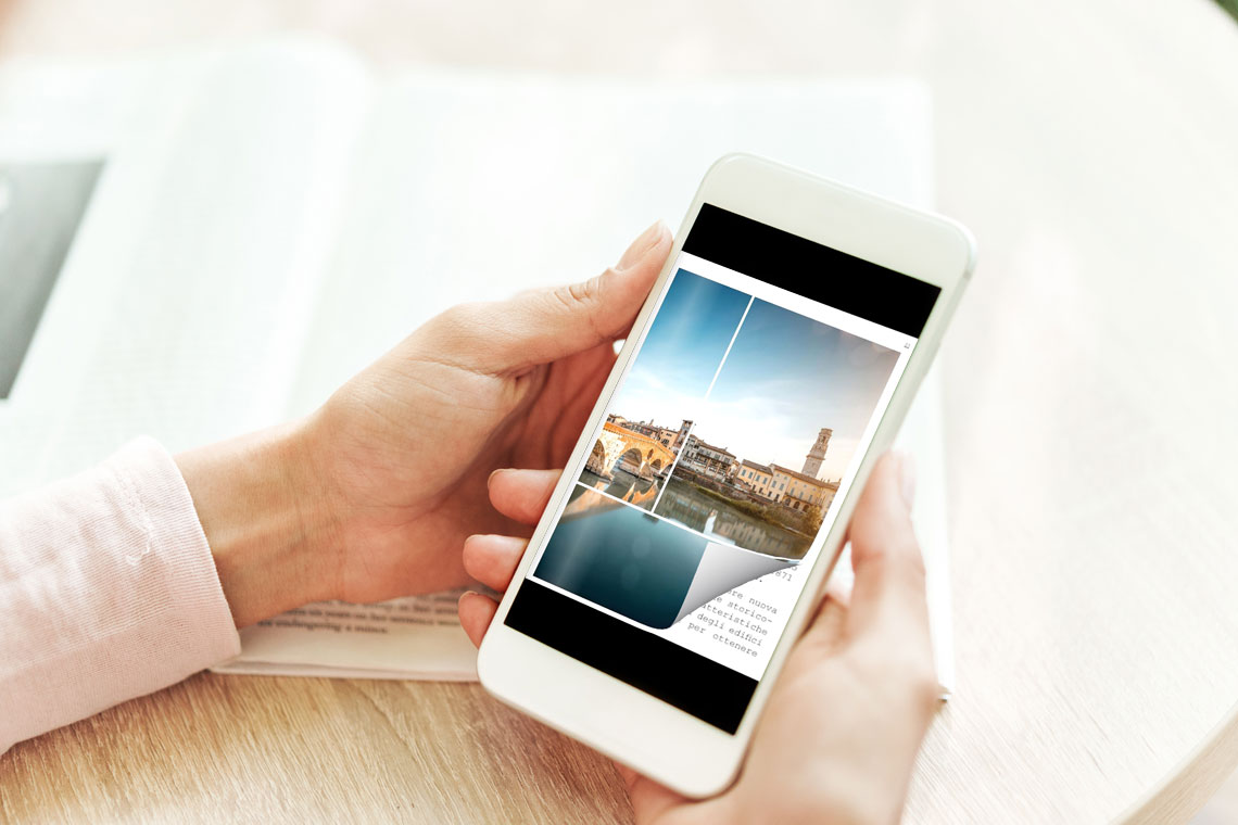 Flipbook online sul smartphone con un effetto di capovolgimento di pagina